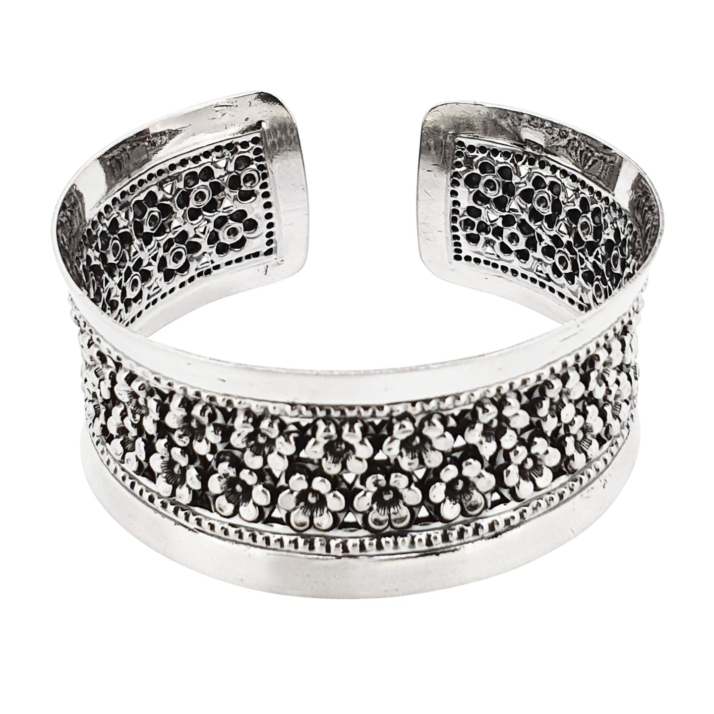 flowers bangle silver women
