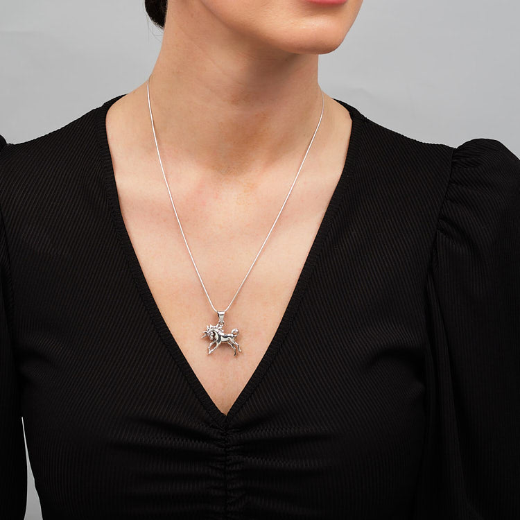 Silver Unicorn Charm Pendant For Women