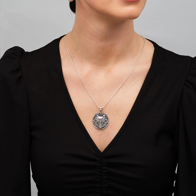 Sterling Silver Odins Wolf Viking Pendant for men and women