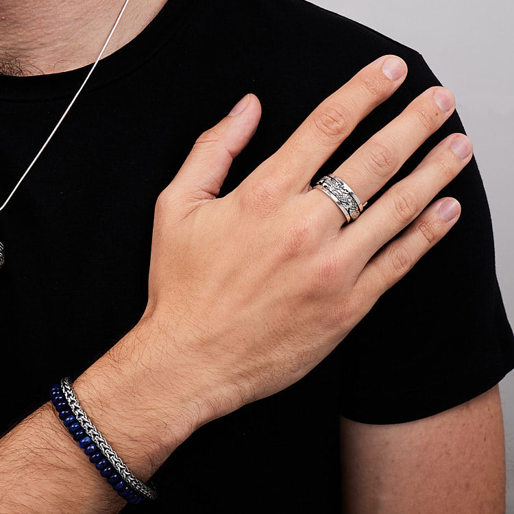 Silver Dragon Spinner Ring for Men