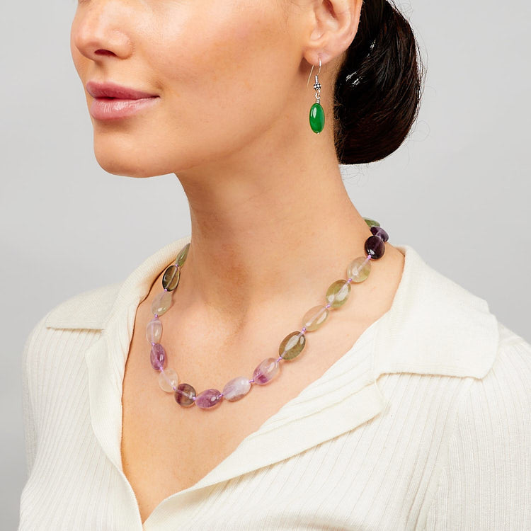 Stylish and Simplistic Oval Shape Natural Gemstone Beaded Necklace for Women