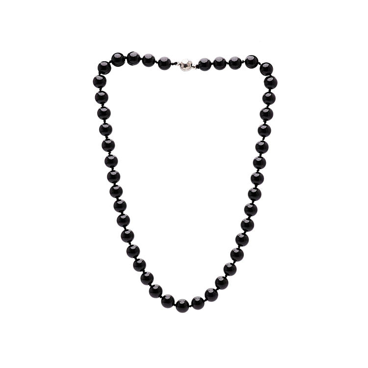 Womens Black Agate Gemstone Necklace