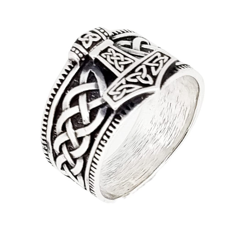 Mens Silver Thors Hammer Ring