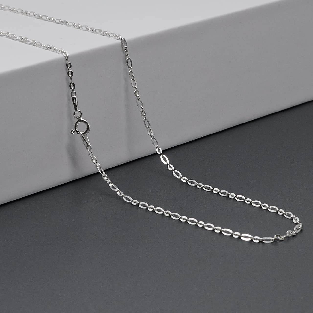 Fine Silver Chain Necklace for Men and Women | 1.6mm Dainty Silver Chain Choker, Stack Layering Necklace