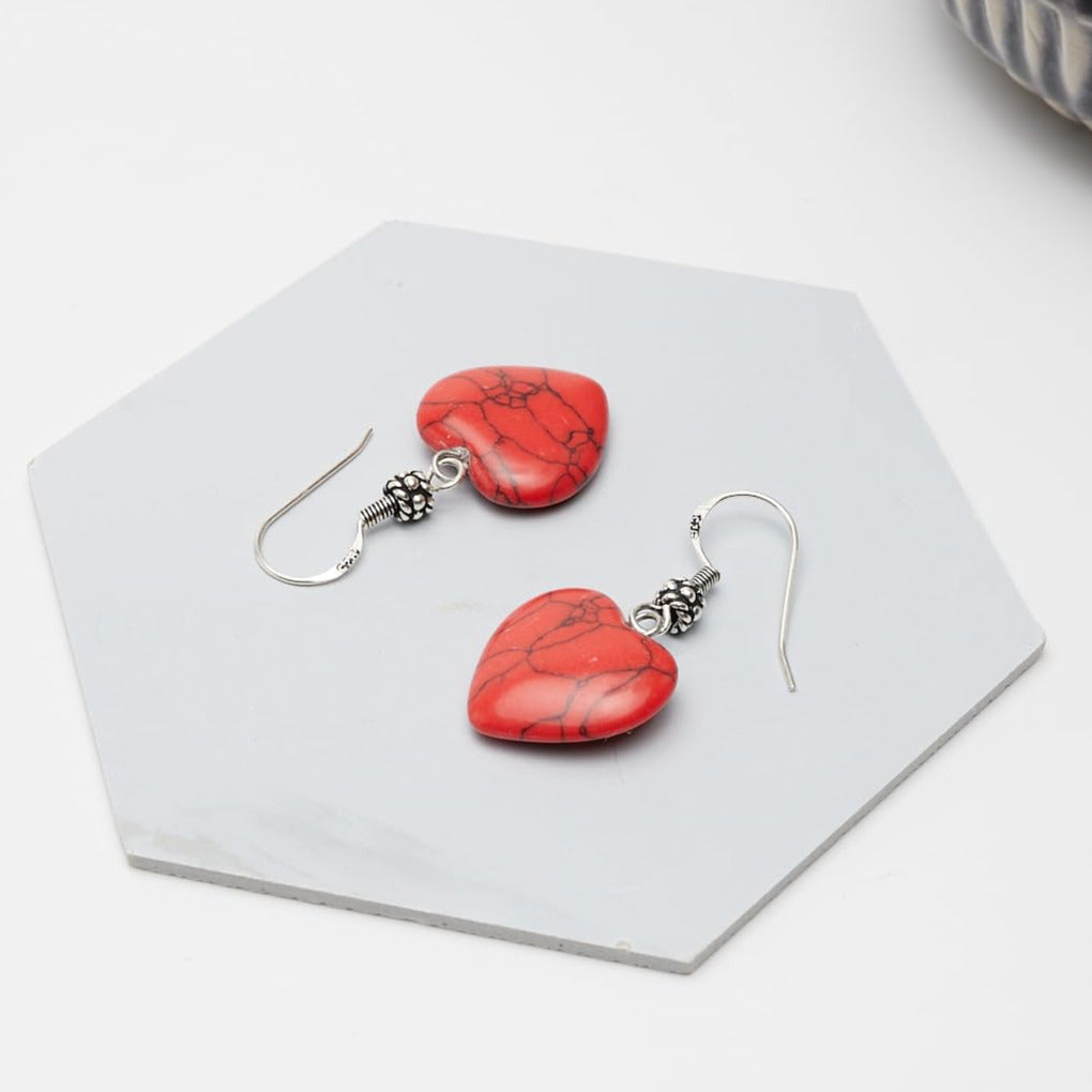 red-earrings dangle drop for women