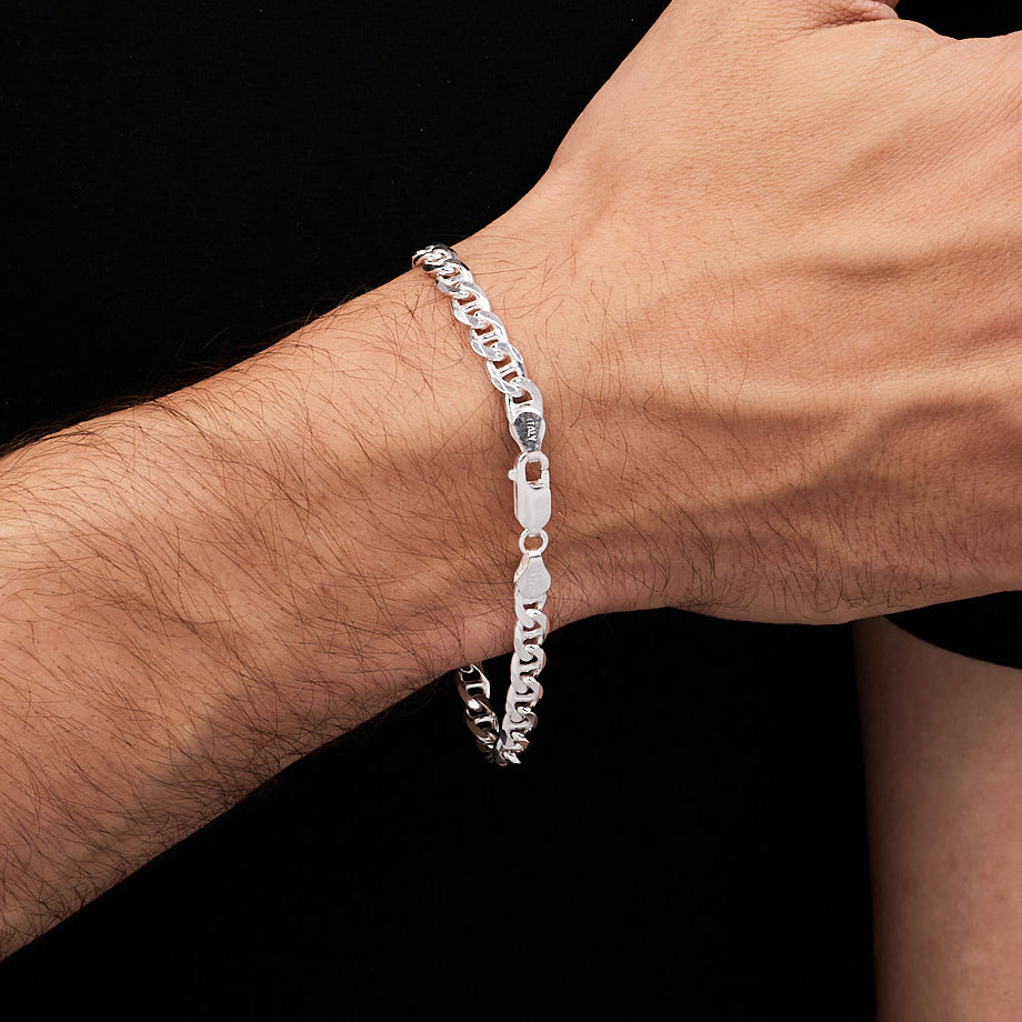 Mens 6.5mm Italian Mariner Chain Bracelet | 925 Sterling Silver Jewellry