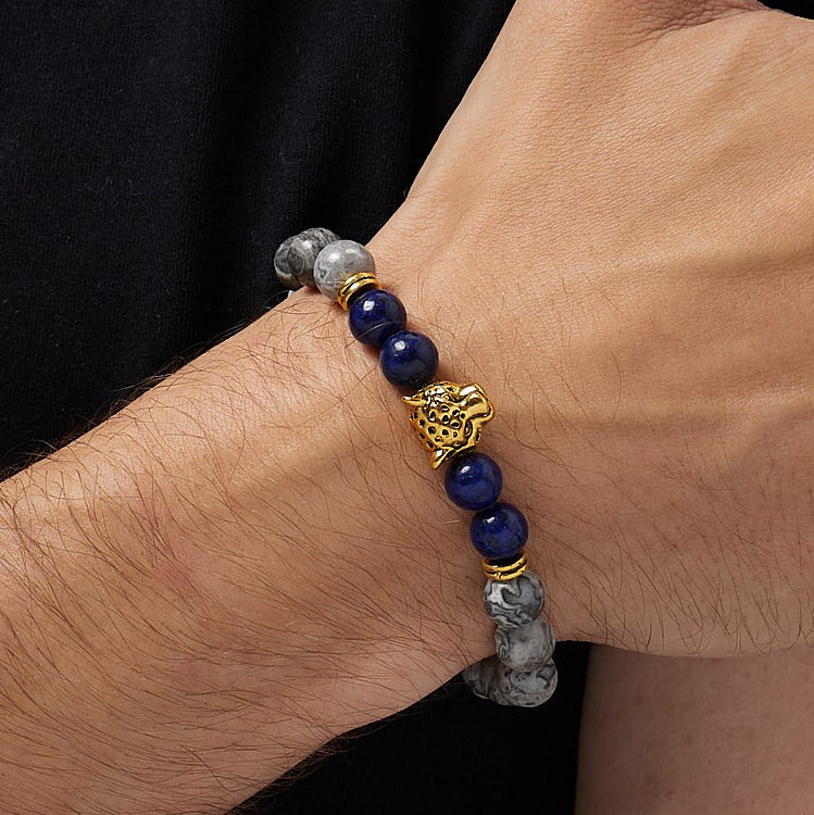 mens beaded bracelet stretchy