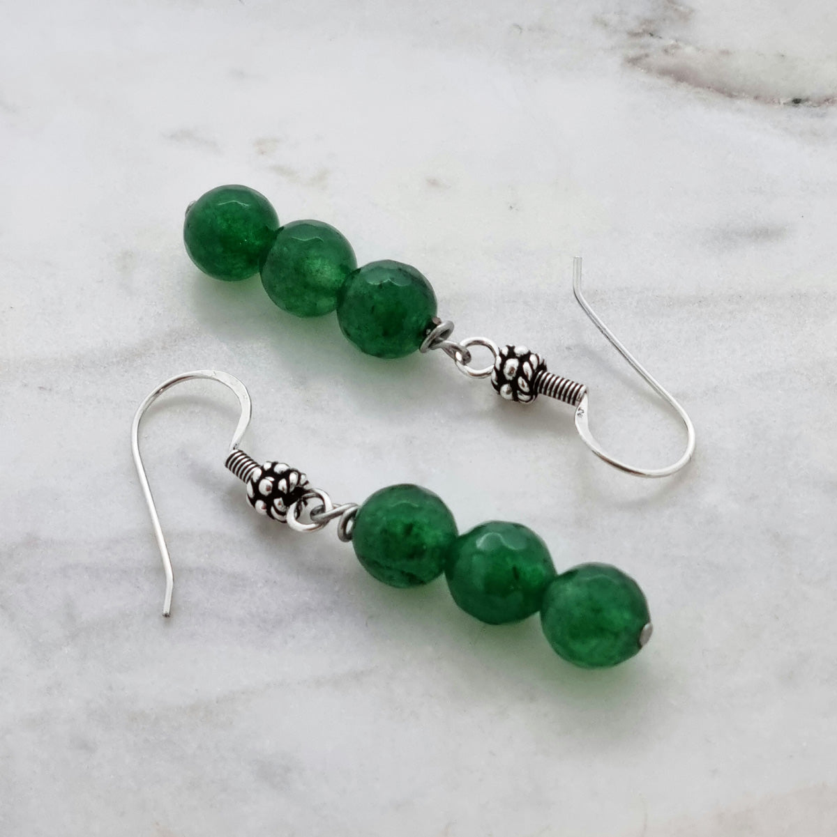 handmade green agate gemstone earrings