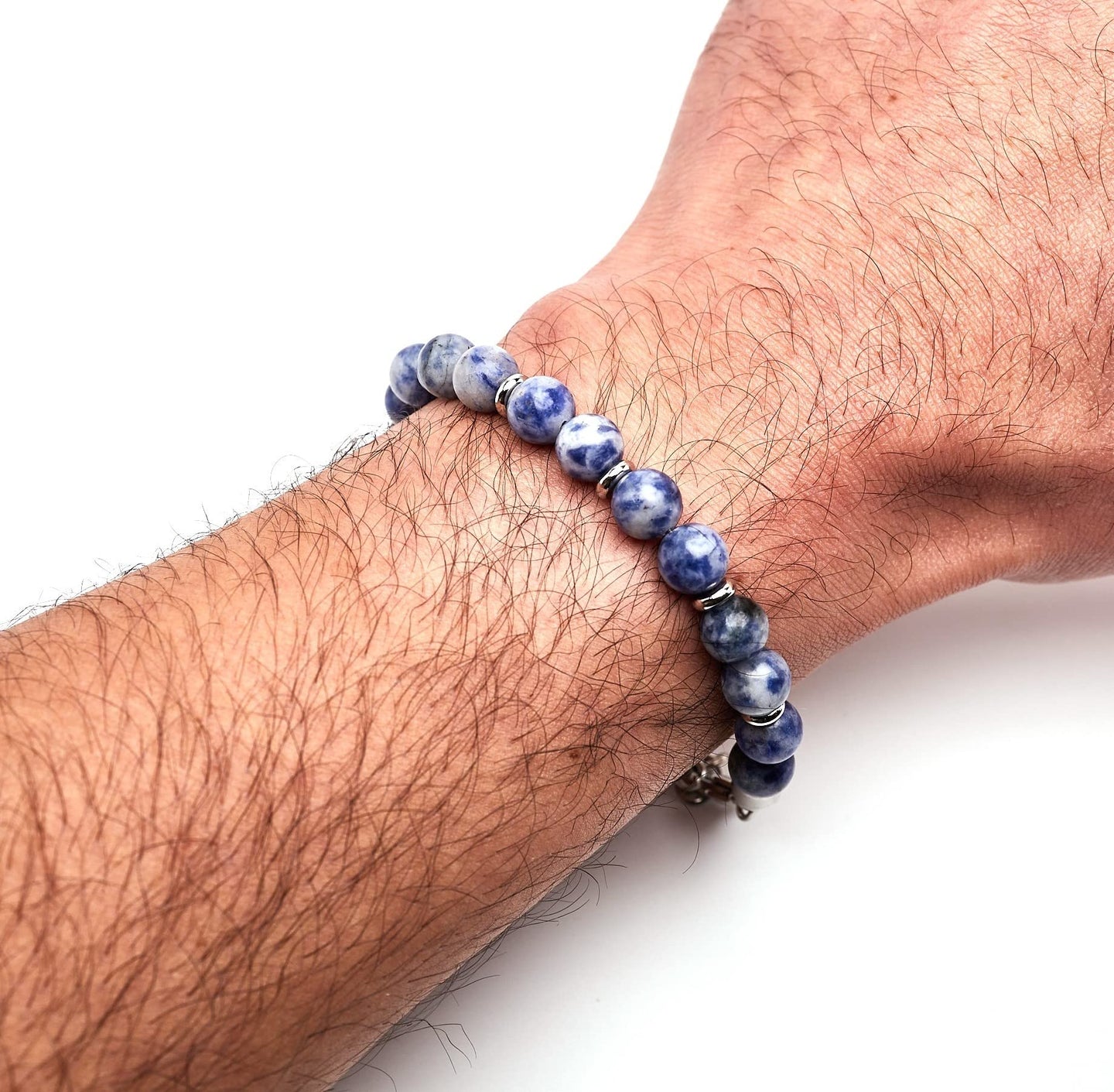 Handmade Mens Beaded Bracelet 8MM Round Beads Tigers Eye, Turquoise, Black Onyx Gemstone Bracelet for Men