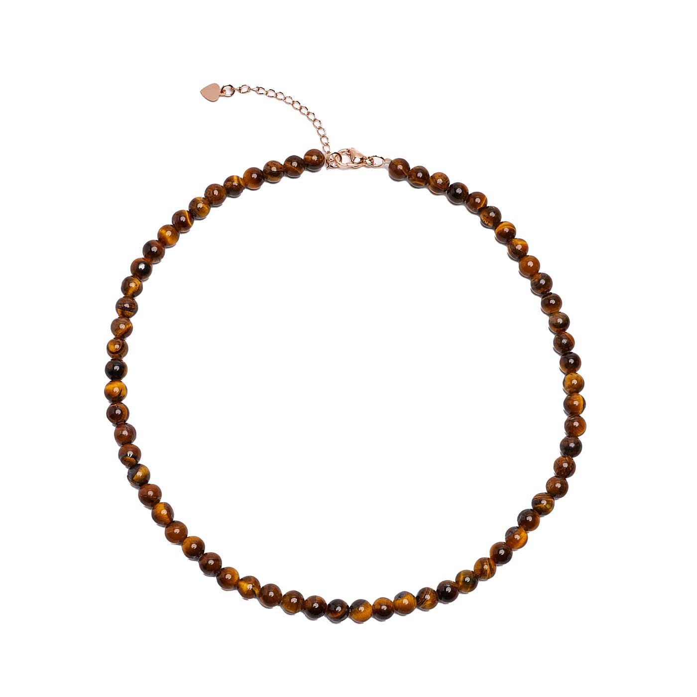 Womens Girls 6mm Beaded Gemstone Choker Necklace | Natural Gemstone Choker Necklace for Women and Girls