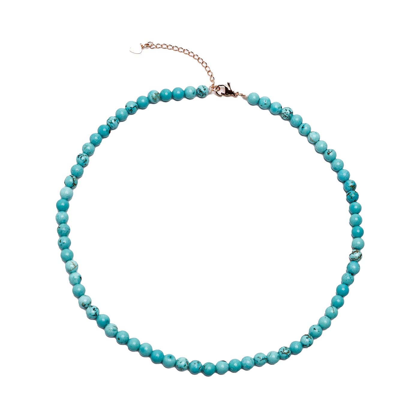 Womens Girls 6mm Beaded Gemstone Choker Necklace | Natural Gemstone Choker Necklace for Women and Girls