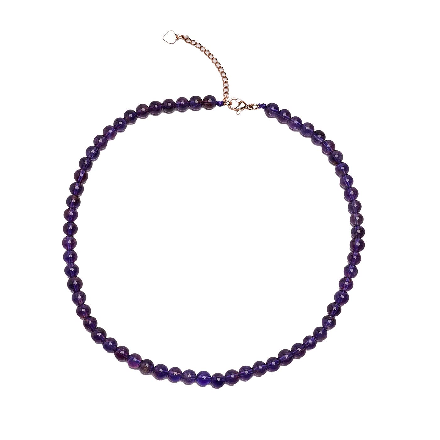 Womens Girls 6mm Beaded Gemstone Choker Necklace | Natural Gemstone Choker Necklace for Women and Girls