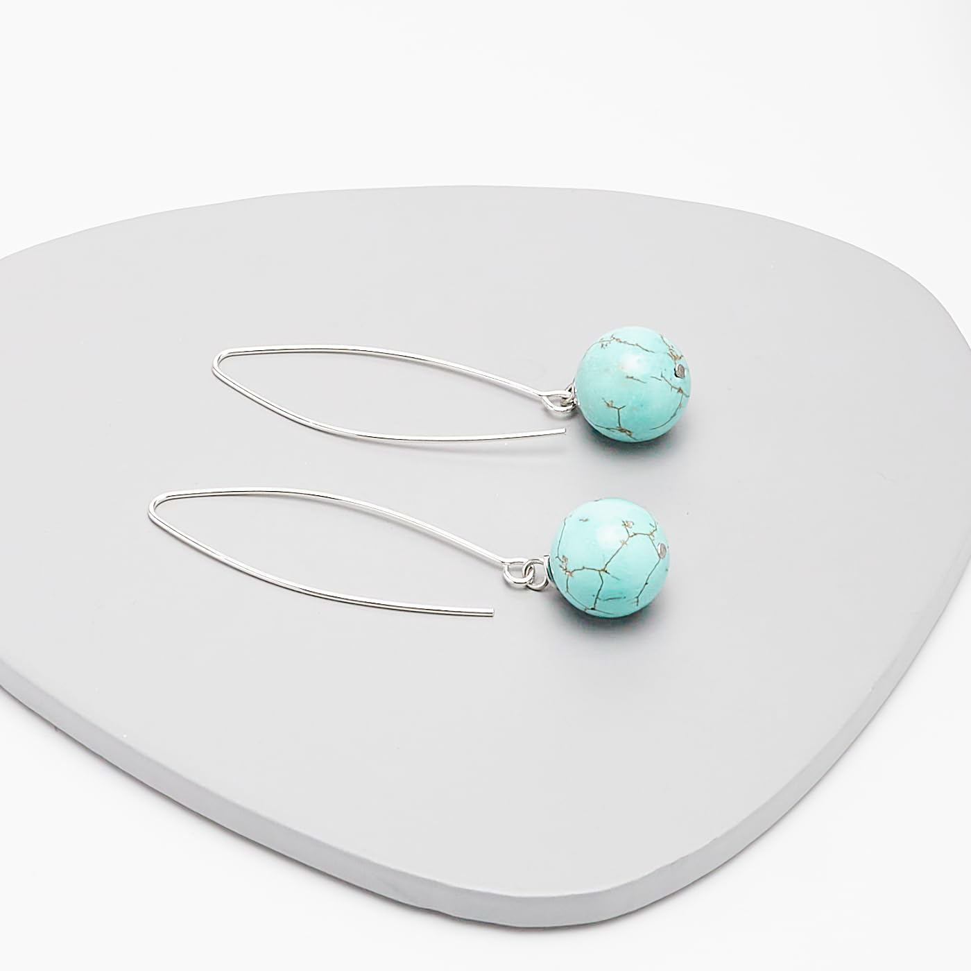 Womens 12mm Gemstone Ball Dangle Drop Earrings With 925 Sterling Silver