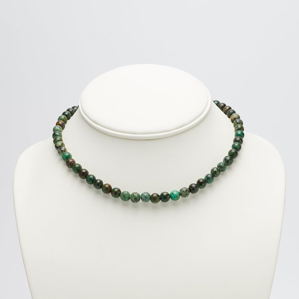 Womens Girls 6mm Beaded Gemstone Choker Necklace | Natural Gemstone Choker Necklace for Women and Girls