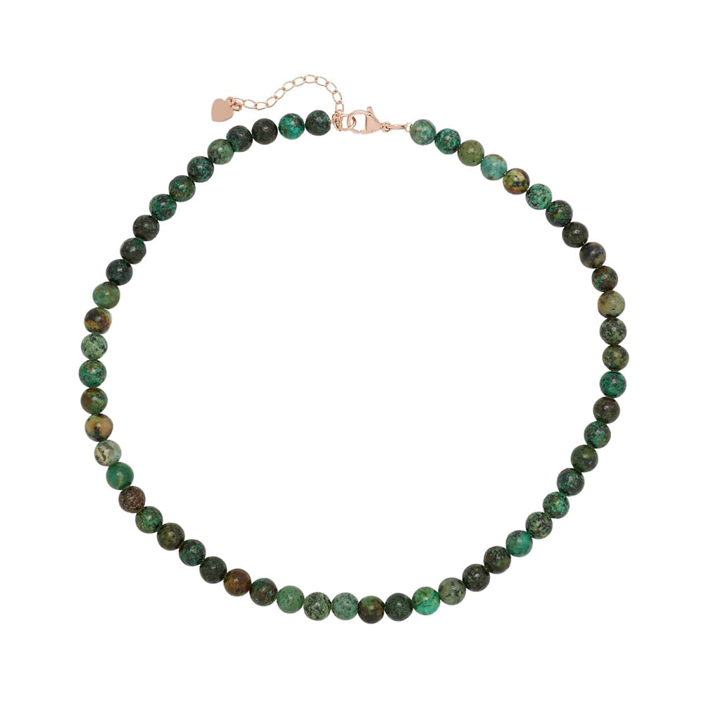 Womens Girls 6mm Beaded Gemstone Choker Necklace | Natural Gemstone Choker Necklace for Women and Girls
