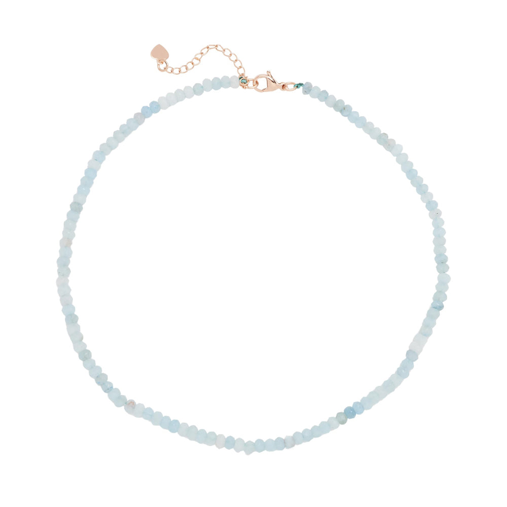 Womens Aquamarine Gemstone Choker 4mm