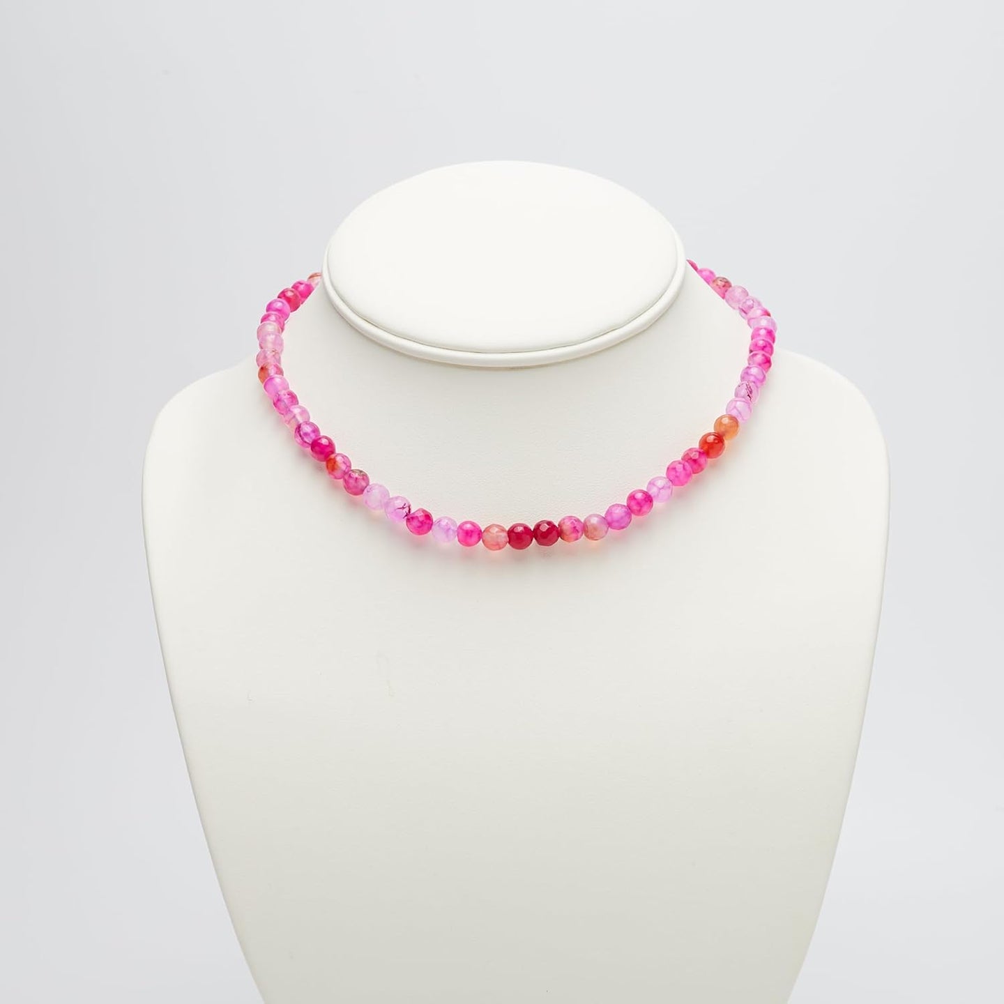 6mm Beaded Gemstone Choker Necklace for Women and Girls