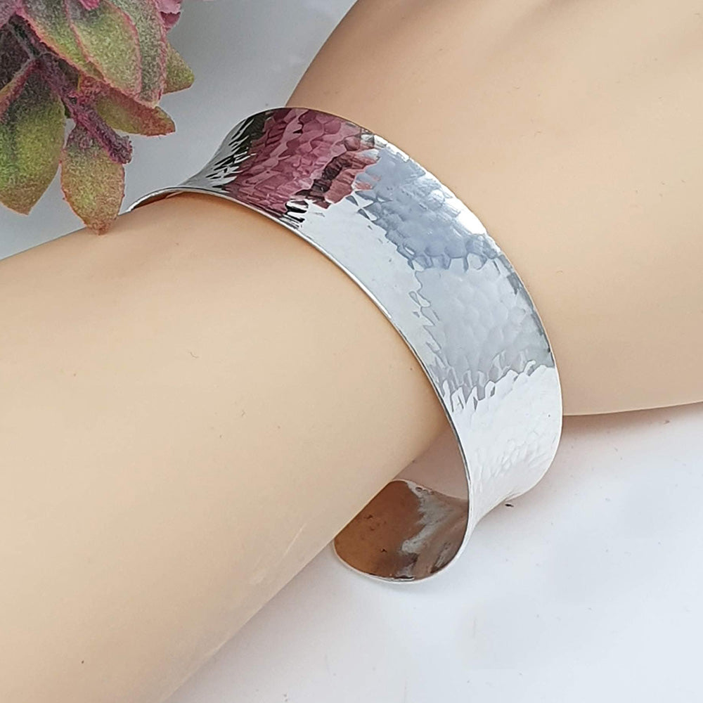 Womens Handmade 25mm Silver Cuff Bangle Bracelet | Statement Silver Cuff for Women Girls