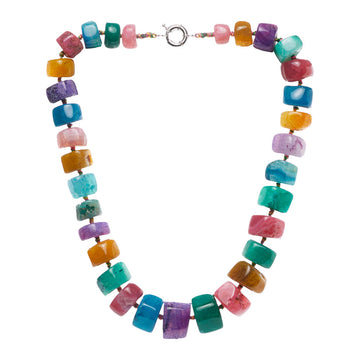 chunky statement multicolour gemstone necklace
