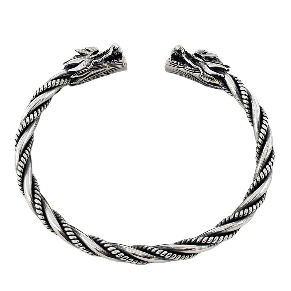 dragon bangle for men silver torque bangle