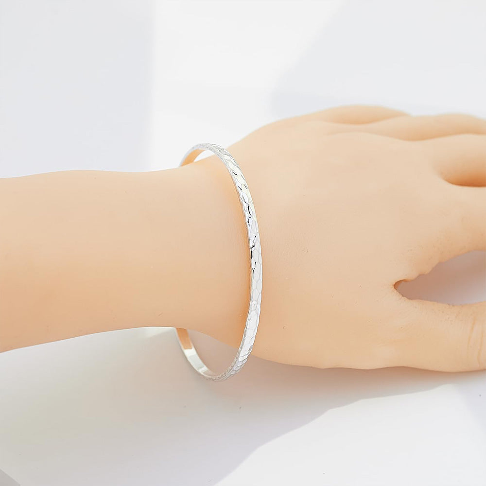 silver bracelet or women girl hammered