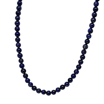 Mens Gemstone Beaded Necklace Chain | 8mm Beaded Necklace for Men Tigers eye, Blue Lapis Lazuli, Black Agate | Length 50cm, 55cm and 60cm