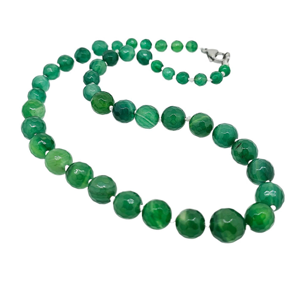 Womens 6-14MM Natural Gemstone Beaded Necklace | Gemstone choice: Amethyst, Rose Quartz, Blue Turquoise, Green Agate, Blue Lapis Lazuli, Black, Pink Agate