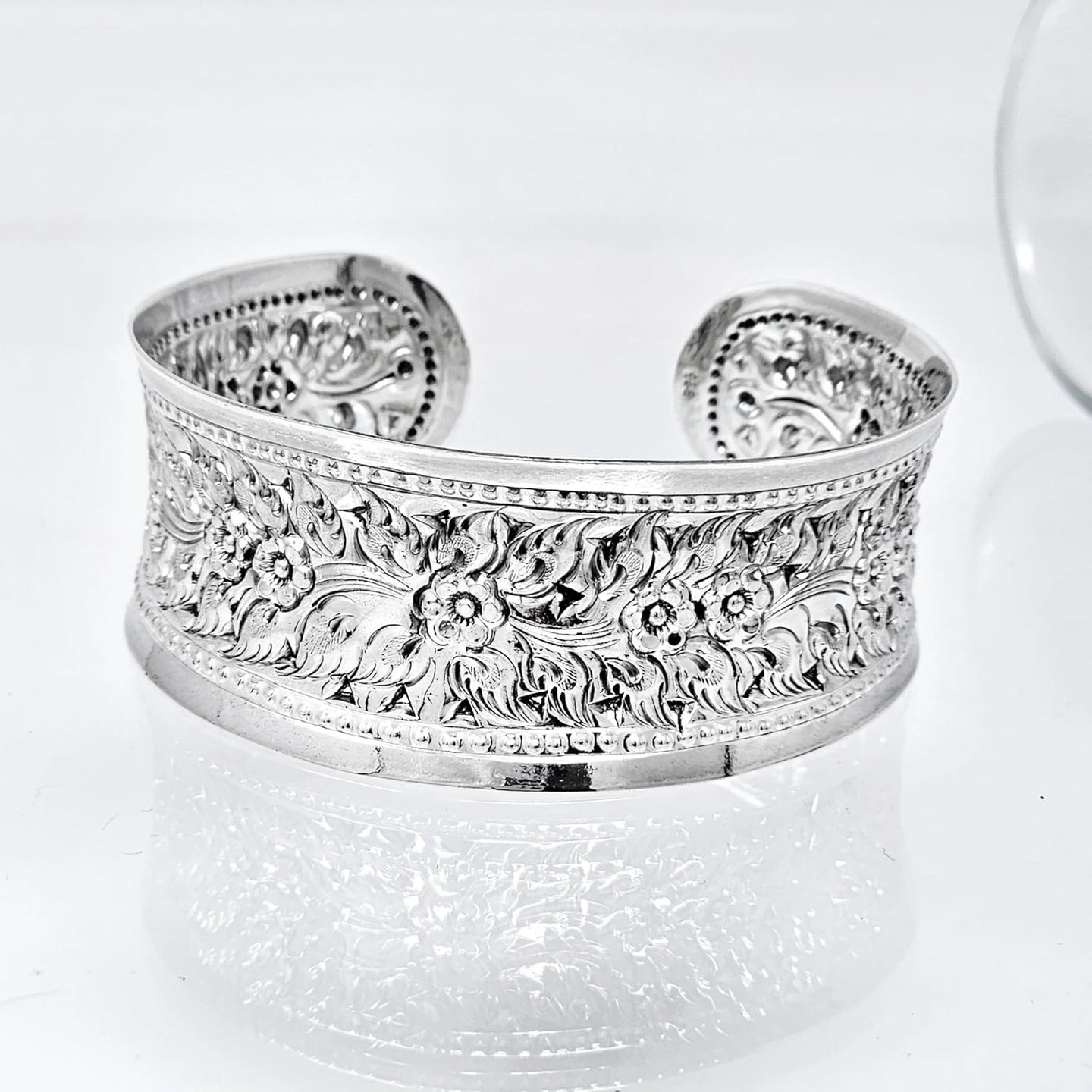 Women's 925 Sterling Silver Wide Bangle Bracelet