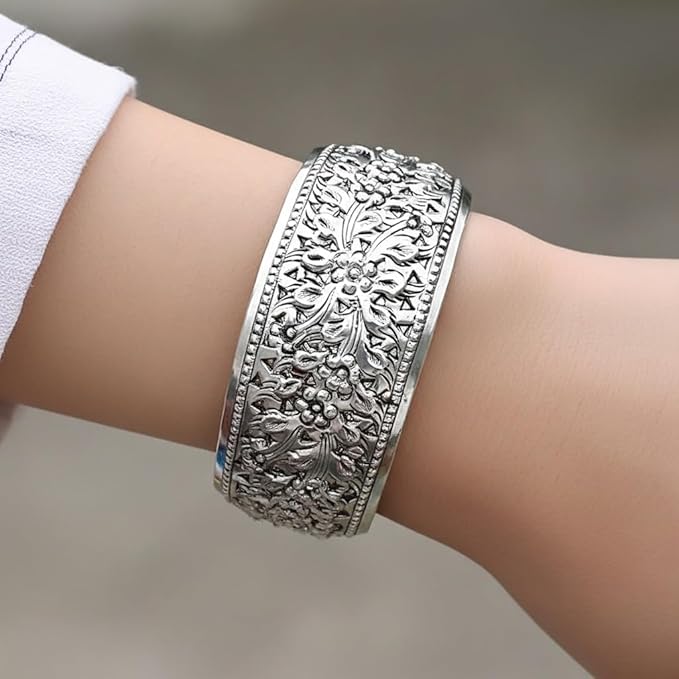 women's silver cuff bangle lower design