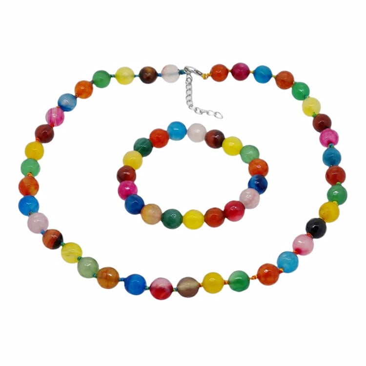 Multicolour Agate Bracelet and Necklace set