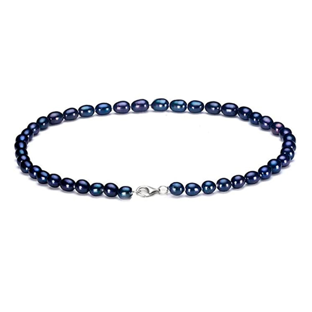 Elegant and Classic 7-8mm Rice Shape Natural Pearl Necklace 46cm