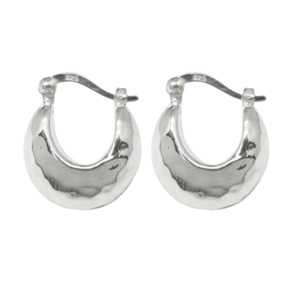 statement silver hammered hoop earrings for women and girls