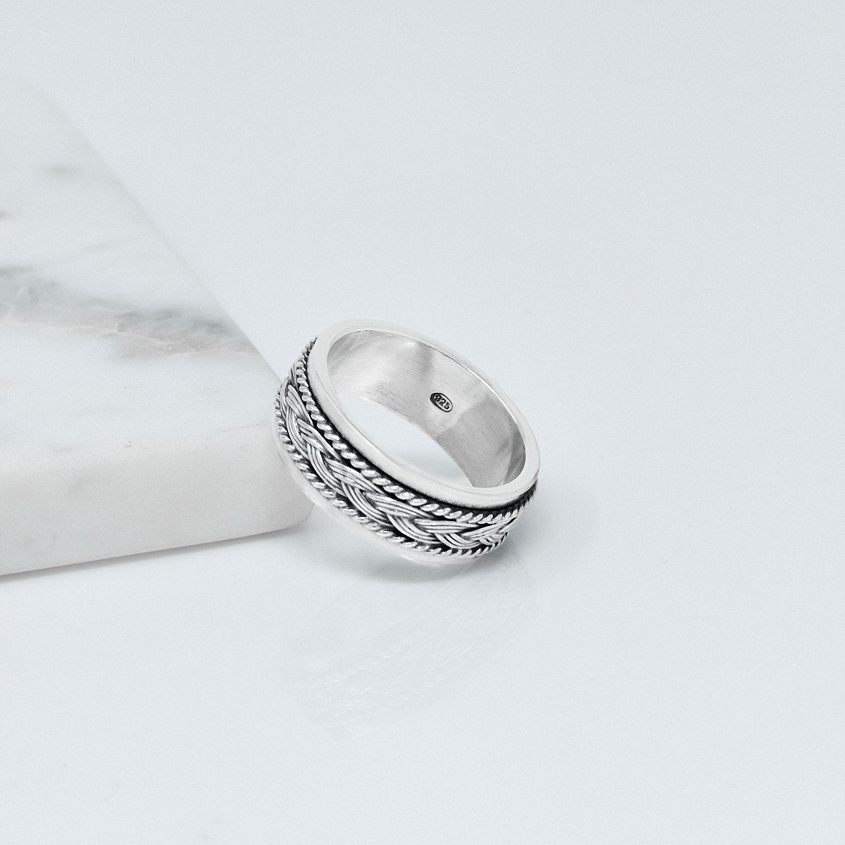 Braided Mens Silver Ring
