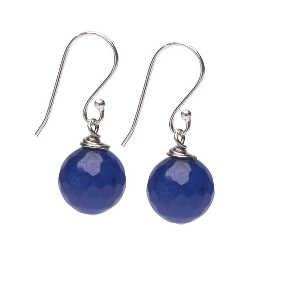 Womens Handmade Natural Blue Agate Dangle Drop Earrings