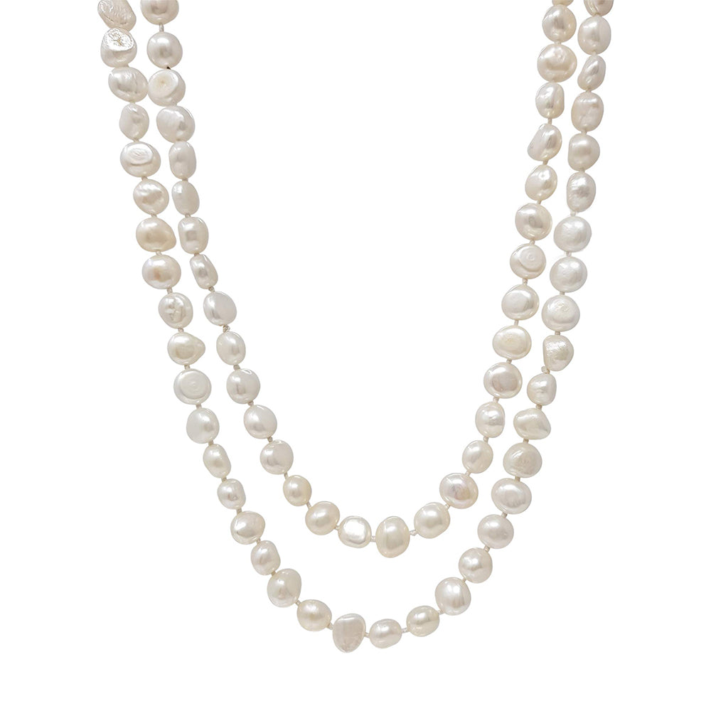 white pearl necklace long