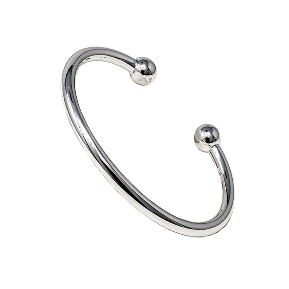 torque silver bangle for men