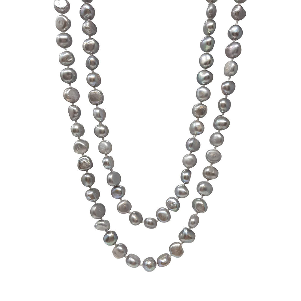 pearl necklace for women grey 48IN