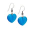 Womens Handmade Natural Blue Cats Eye Gemstone Heart Shape Sterling Silver Drop Earrings