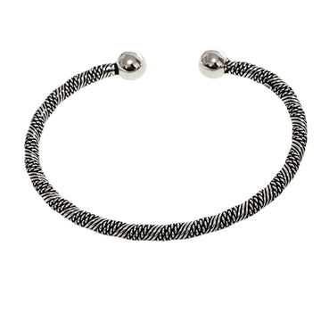 Sterling Silver Rope Twist Bangle Bracelet for Men & Women