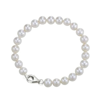 Handmade 7mm Lobster Clasp White Freshwater A Grade Pearl Bracelet for Women