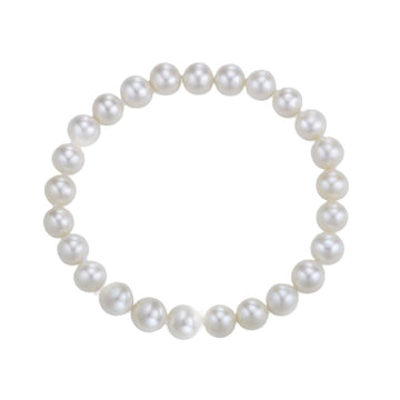 Handmade 8-9mm White Freshwater AA Grade Pearl Stretchy Bracelet for Women