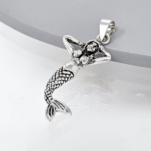 womens silver pendant mermaid