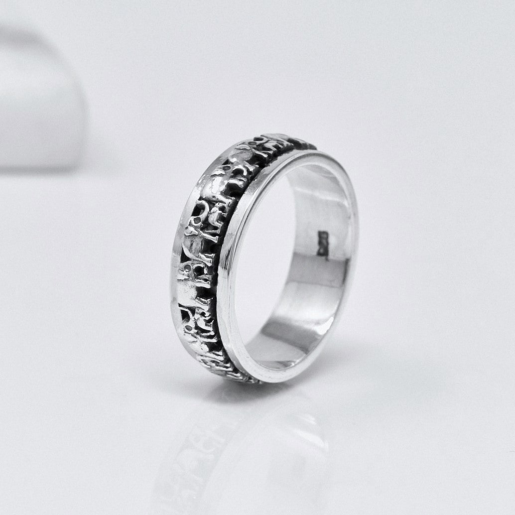 Sterling Silver Elephant Spinning Ring For Men and Women