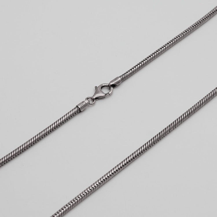 Mens, Womens Heavy 3.4mm Oxidised Silver Snake Chain Necklace 925 Sterling Silver