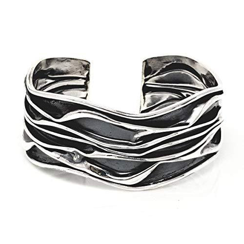 Sterling Silver 25mm Crushed Design Bangle Bracelet