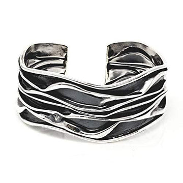 Sterling Silver 25mm Crushed Design Bangle Bracelet
