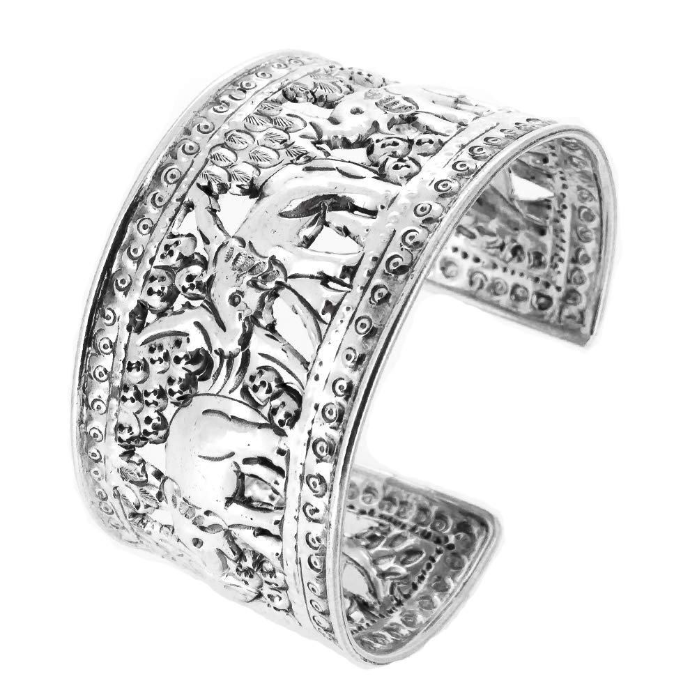elephant silver cuff bangle for women girls