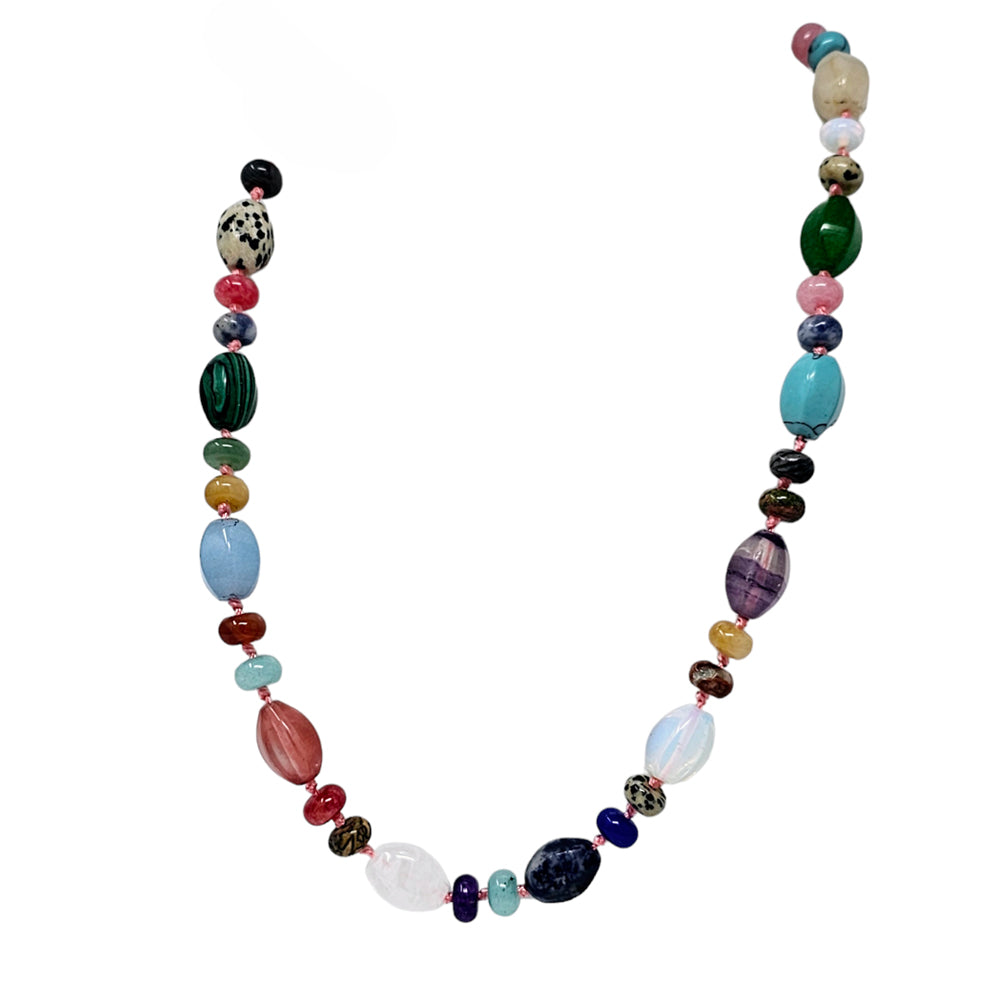 Womens Natural Gemstone Beaded Necklace