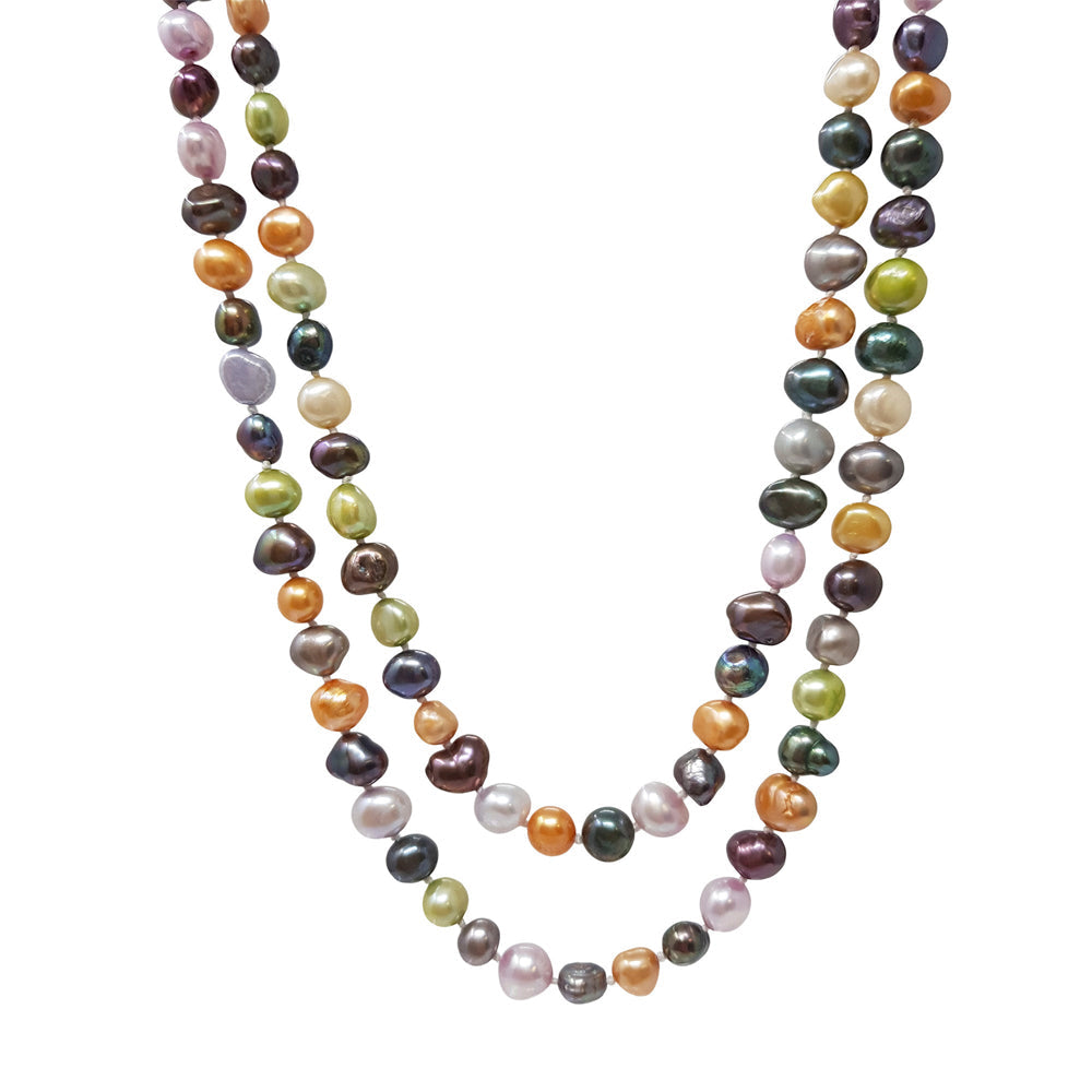 Womens 8-9mm Multi-coloured Pearl Necklace
