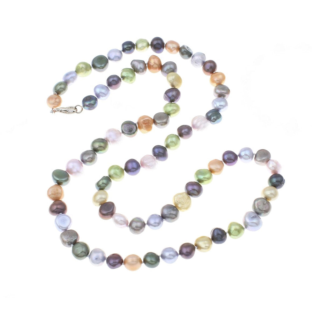 Womens 8-9mm Multi-coloured Pearl Necklace